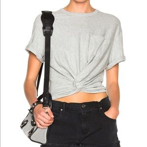 T BY ALEXANDER WANG twist front gray crop t shirt